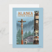 サックスマン・トーテム・ビレッジ ヴィンテージ トラベル ポスター ポストカード (正面/裏面)