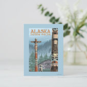 サックスマン・トーテム・ビレッジ ヴィンテージ トラベル ポスター ポストカード (スタンド正面)