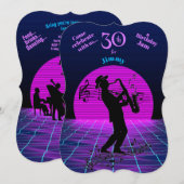 サックスマン 30歳の誕生日音楽ジャム ミュージシャン 招待状 (正面/裏面)