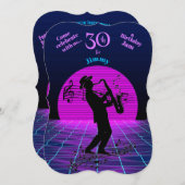 サックスマン 30歳誕生日音楽ジャム ミュージシャン 招待状 (正面/裏面)