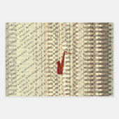 サックスモダンパーソナライズされたサックス名誕生日 ラッピングペーパーシート (正面3)