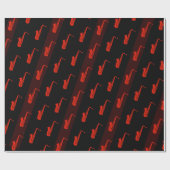 サックスモダンフォンパターンブラックダークレッドレトロカッコいい ラッピングペーパー (フラット)