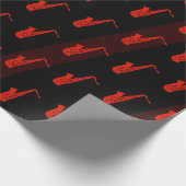 サックスモダンフォンパターンブラックダークレッドレトロカッコいい ラッピングペーパー (角)