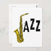 サックス付きジャズアイコン ポストカード (正面/裏面)