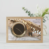 サックス及び楽譜招待状 招待状 (スタンド正面)