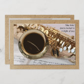 サックス及び楽譜招待状 招待状 (正面/裏面)