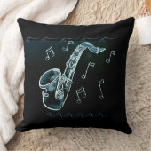 サックス及び音楽ノート装飾用クッション クッション (ブランケット)