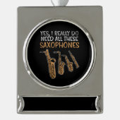 サックス型 シルバープレートバナーオーナメント (正面)