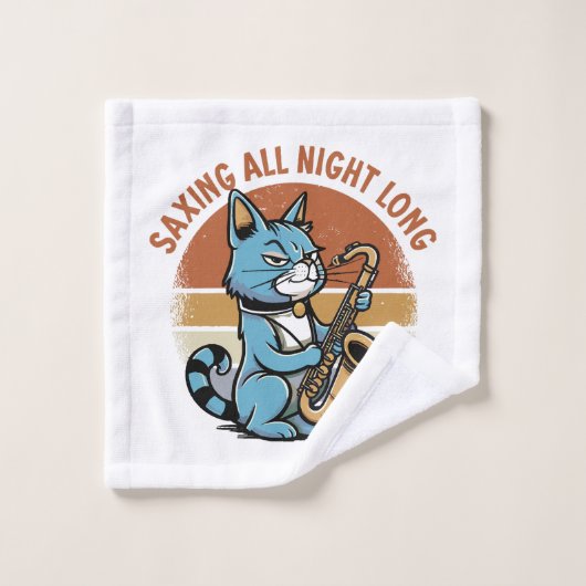 サックス奏者のための「Saving All Night Long」 ウォッシュタオル (ウォッシュタオル)