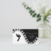 サックス奏者の音楽ノートピアノ鍵 名刺 (スタンド正面)