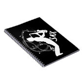 サックス奏者の音符ジャズ音楽 ノートブック (右側)