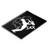 サックス奏者の音符ジャズ音楽 ノートブック (左側)