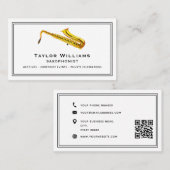 サックス奏者サックスクールミュージシャンQRコード 名刺 (正面/裏面)