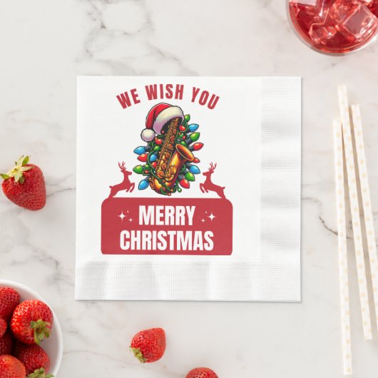 サックス奏者サックス 縁ありランチョンナプキン (インサイチュ)