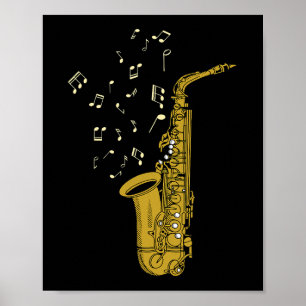 サックス奏者ジャズ音楽ノートSaxophonist Saxo ポスター