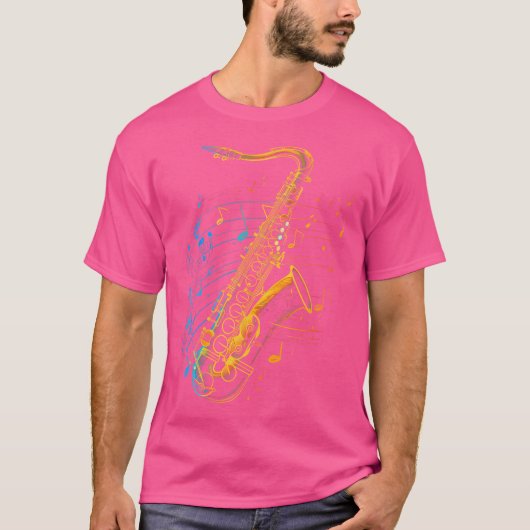サックス奏者ジャズ音楽ミュージシャンサキソフォン Tシャツ (正面)