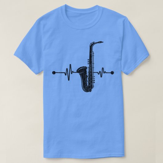 サックス奏者ハートビーおもしろいズミュージック音楽 Tシャツ (デザイン正面)