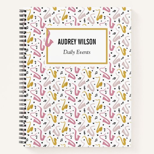 サックス奏者ミュージシャンジャズ ノートブック (正面)