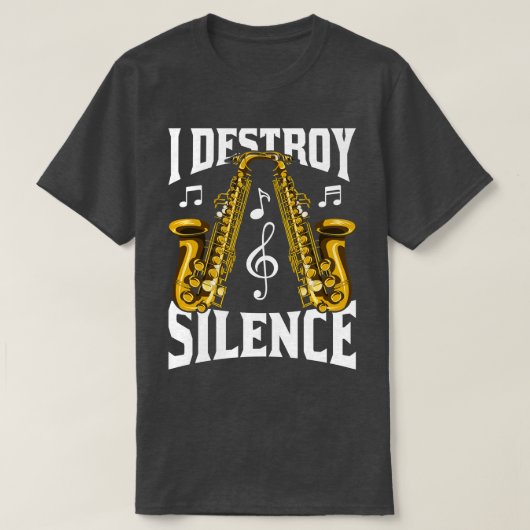 サックス奏者Iが沈黙サックスを破る Tシャツ (デザイン正面)
