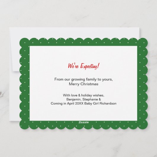 サックス妊娠クリスマスアナウンスメントサックス シーズンカード (裏面)