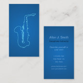 サックス愛好家向け名刺 – ブルーネオンスタイル 名刺 (正面/裏面)