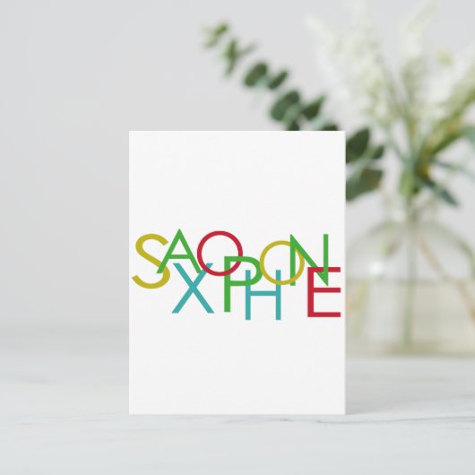 サックス文字 ポストカード (スタンド正面)