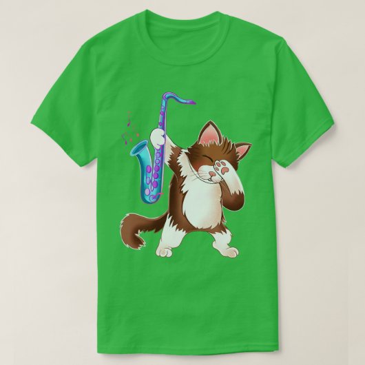 サックス猫 Tシャツ (デザイン正面)
