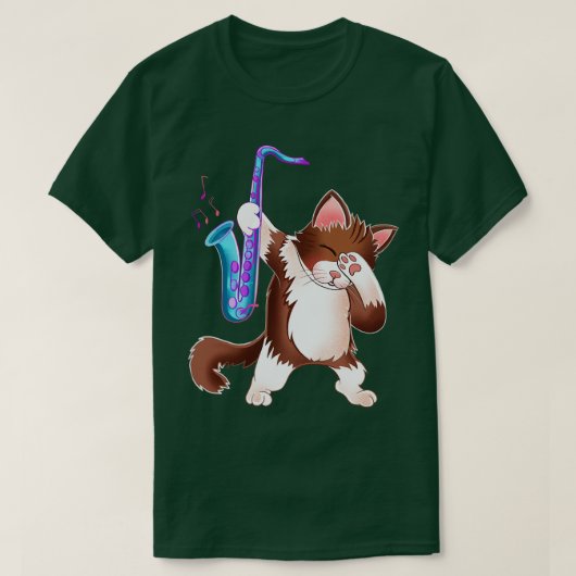 サックス猫 Tシャツ (デザイン正面)