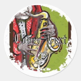 サックス男動揺して丸ステッカー ラウンドシール