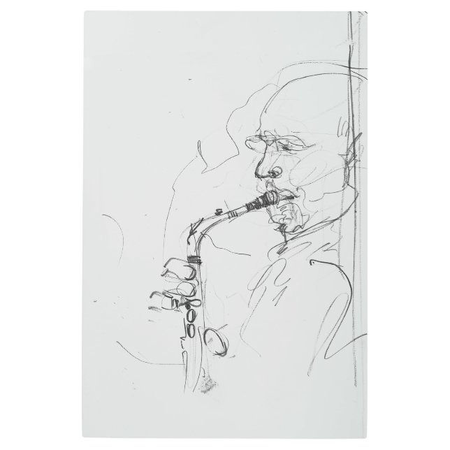 サックス芸術的フォンのスケッチ –  メタルプリント (正面)