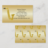 サックス金ゴールドカラーサキソフォン 名刺 (正面/裏面)