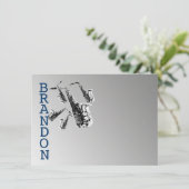 サックス音楽ありがとうフラットカード サンキューカード (スタンド正面)