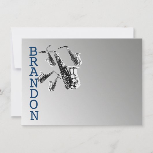 サックス音楽ありがとうフラットカード サンキューカード (正面)