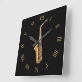 サックス音楽をテーマにしたミュージシャンのギフト スクエア壁時計 (傾斜)