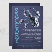 サックス音楽バー(ユダヤ教の)バル・ミツバー 招待状 (正面/裏面)