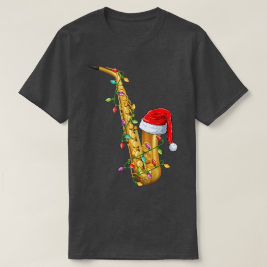 サックス音楽愛好家クリスマスサンタハサックスChr Tシャツ (デザイン正面)