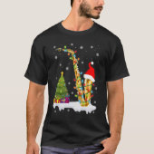 サックス音楽愛好家クリスマスライツサンタサックス Tシャツ (正面)
