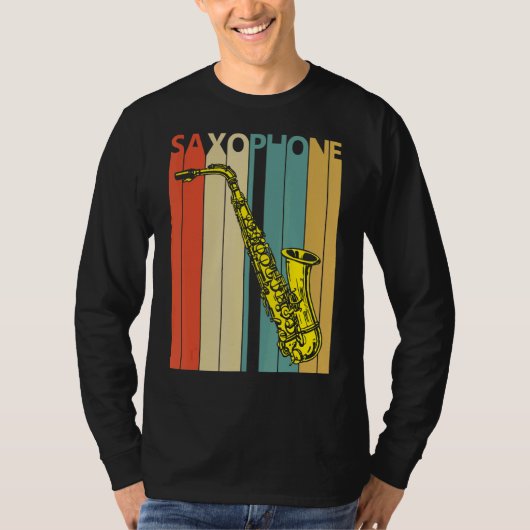 サックス音楽楽器 Tシャツ (正面)