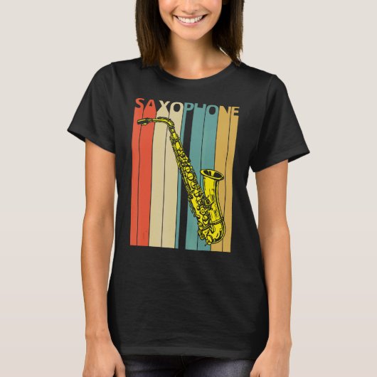 サックス音楽楽器 Tシャツ (正面)