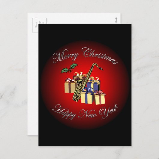 サックス～ギフトメリークリスマス&ハッピーニューイヤー シーズンポストカード (正面/裏面)