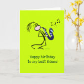 サックス・ジャズ・ミュージック カード (黄色い花)