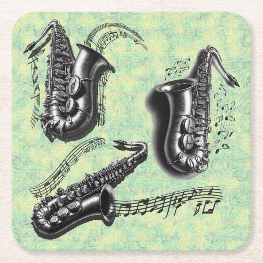 サックス スクエアペーパーコースター (正面)