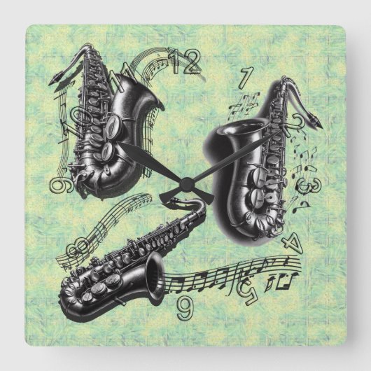 サックス スクエア壁時計 (正面)