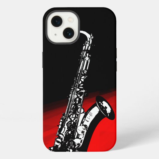 サックス（赤と黒） iPhoneケース (裏面)