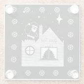 サックブラックとホワイトのクリスマスを持つ可愛いサンタ ガラスコースター (裏面)