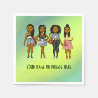 サッシディバパーソナライズされたウィメングリーンオンブレ スタンダードカクテルナプキン