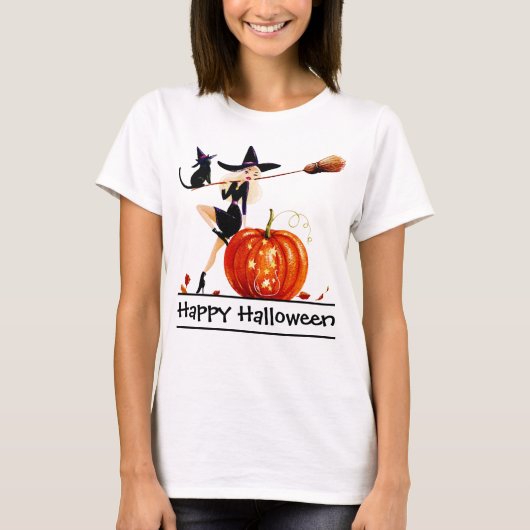 サッシハロウィーンウィッチウーマンズ Tシャツ (正面)