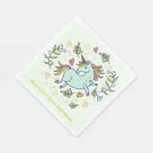 サッシユニコーンマジカル誕生日 スタンダードランチョンナプキン (角)