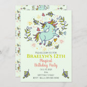 サッシユニコーンマジカル誕生日 招待状 (正面/裏面)