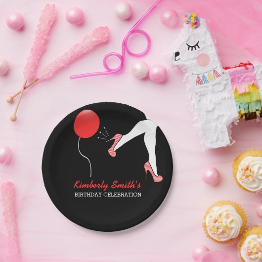 サッシレッドスティレットハイヒール誕生日 ペーパープレート (パーティー)